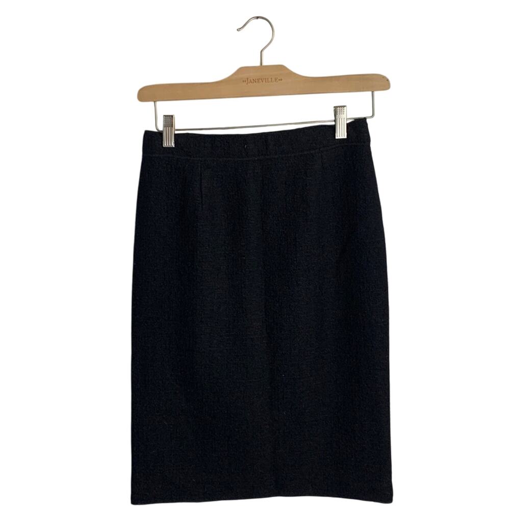 Moschino Black Wool Tweed Classic Straight MIDI Skirt W-384 Size 8